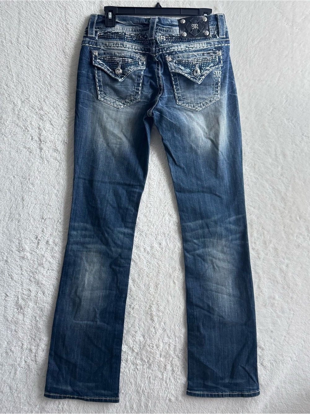 Miss Me Easy Boot Jeans Women’s 28 Medium Wash Mid Rise Bootcut Rhinestone Y2K